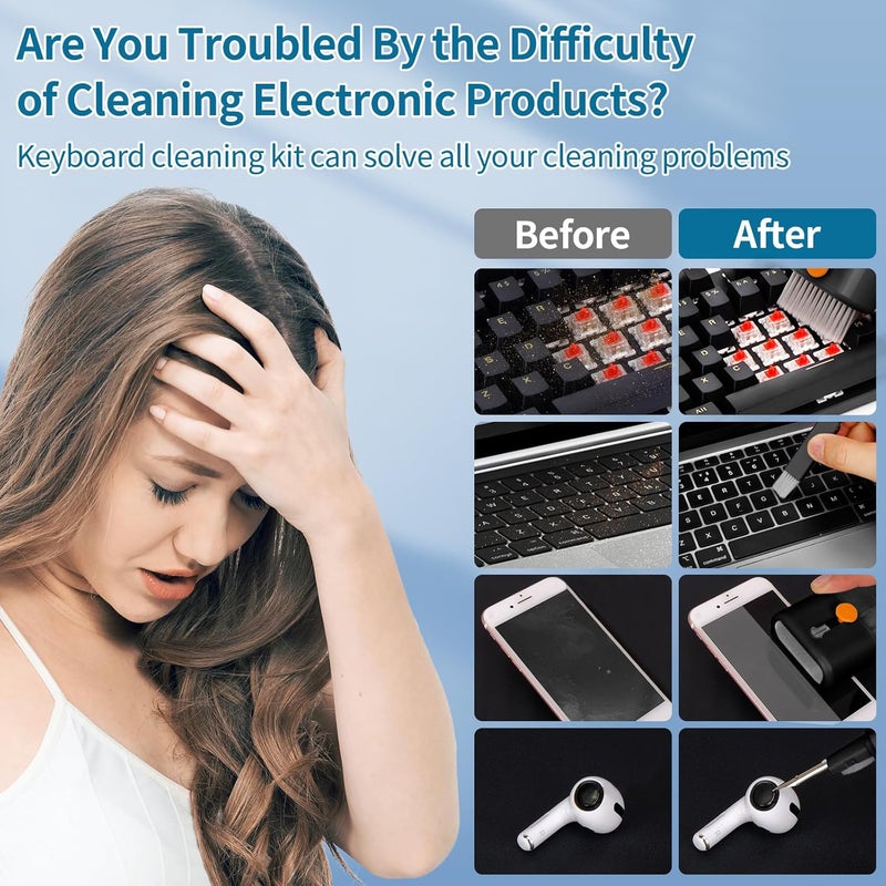CleaniKu Keyboard Cleaner Laptop Cleaning Kit - Computer Tech Cleaning Brush, Electronic Screen Cleaner Spray and Wipe with Multi-Function Cleaning Tool for MacBook, Tablet, iPhone, Earbuds, Camera, Gaming - Image 3